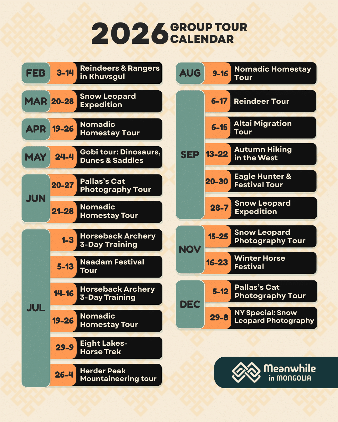 2026 Mongolia Group Tours